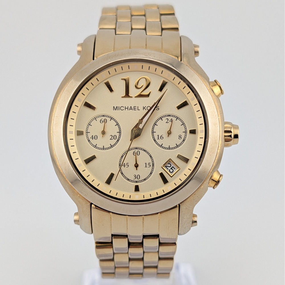 Michael Kors MK5172 Madison Women's Watch Gold Tone‎ Chronograph 40mm 6.5"